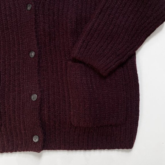 Vince Ribbed Wool Blend Pocket Cardigan H Plum Wine Size XXXL NEW NWT - Picture 4 of 10